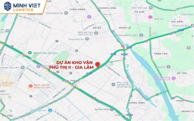 Vị trí địa lý kho vận Phú Thị Gia Lâm